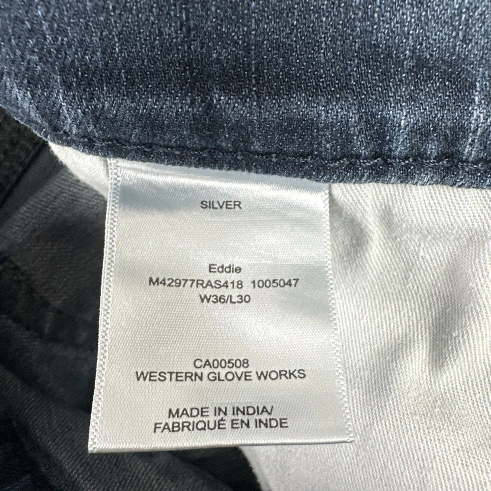 Silver Jeans Co Eddie Jeans Men 36x27* Blue Straight Leg Stretch Faded Whiskered